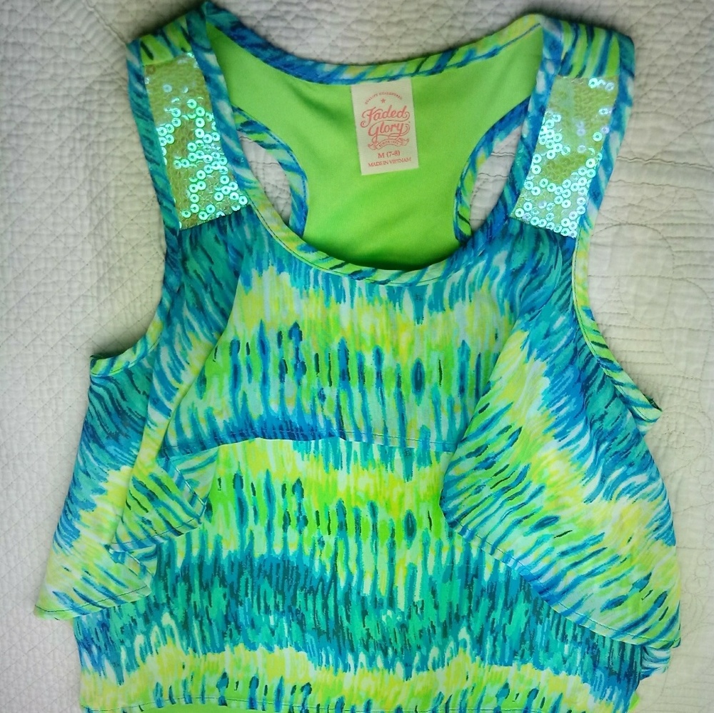 FADED GLORY RACERBACK TANK TOP BLOUSE -GIRLS